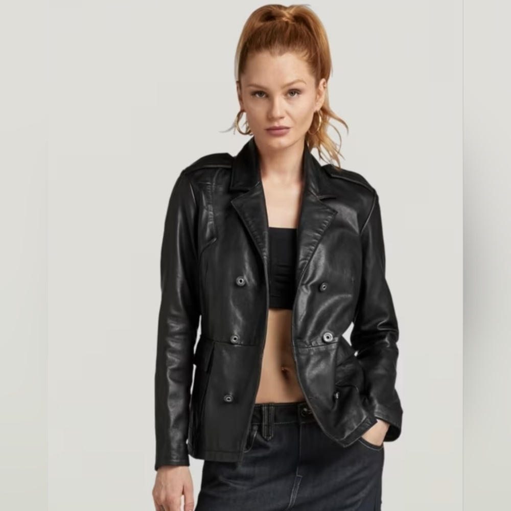 G Star Leather Peacoat Blazer Jacket XS